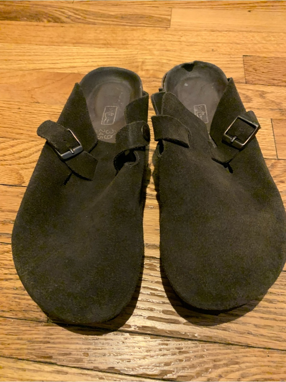 Birkenstock Brown Suede Clog Mule with Buckle